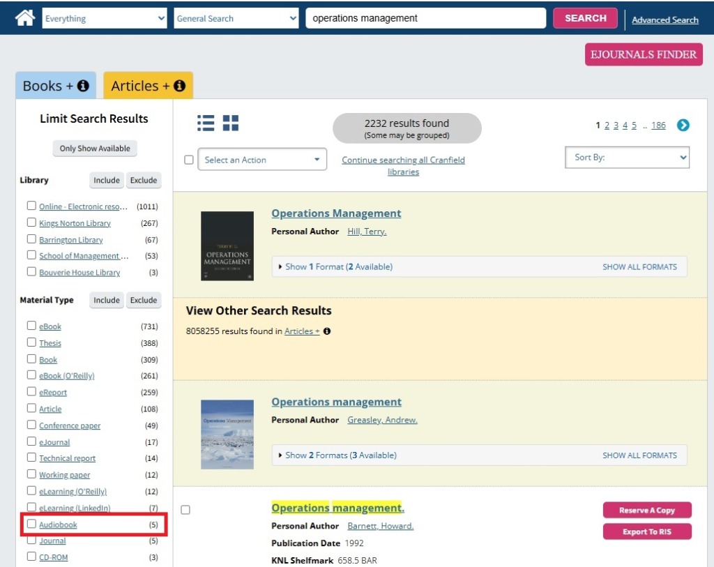 Screenshot - audiobook in left hand menu
